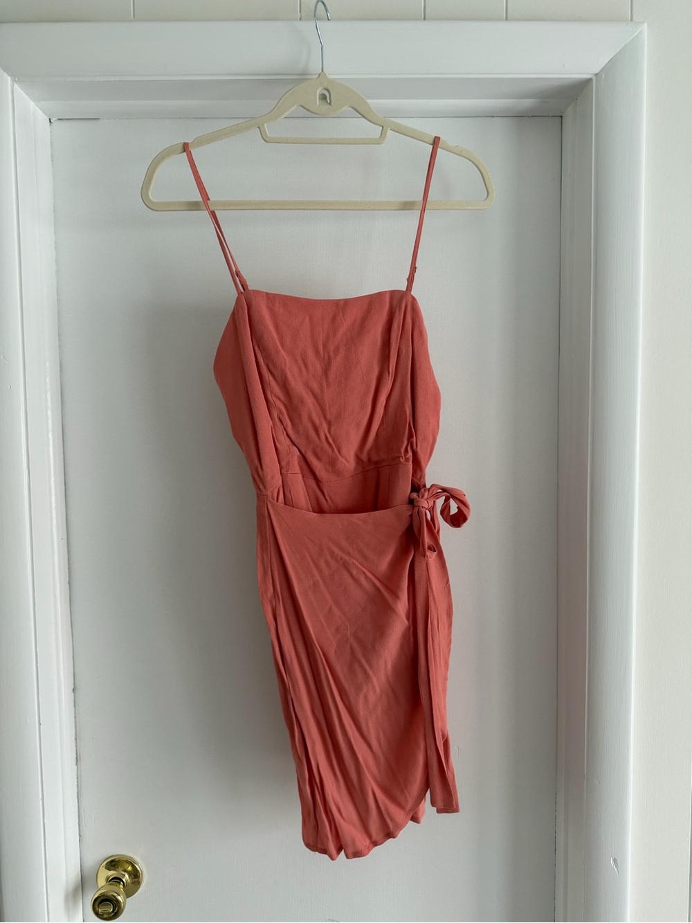 Forever 21 Coral Wrap Mini Dress with Spaghetti Straps